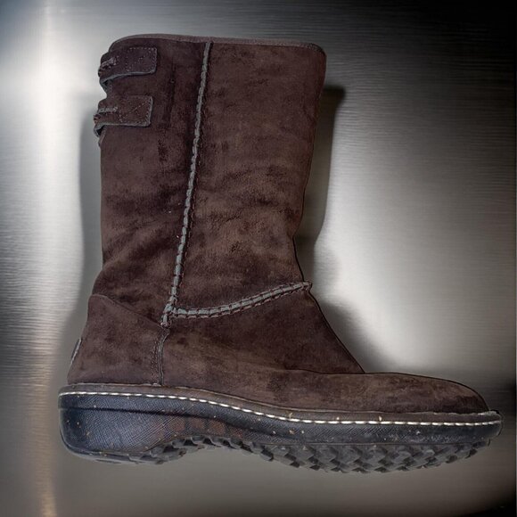 UGG Australia Haywell Winter Sherpa Suede Brown Boots Size 8 - Picture 1 of 12